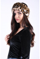 Canadiana Pieces Fur Headband Black/Leopard Print